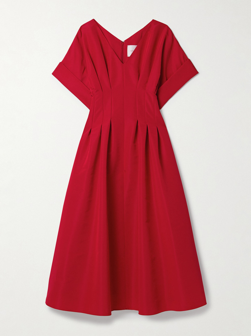 Pleated V-Neck Midi Fit-Flare Dress 1