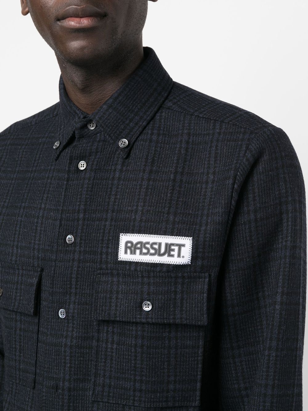 logo-patch check-pattern shirt - 5