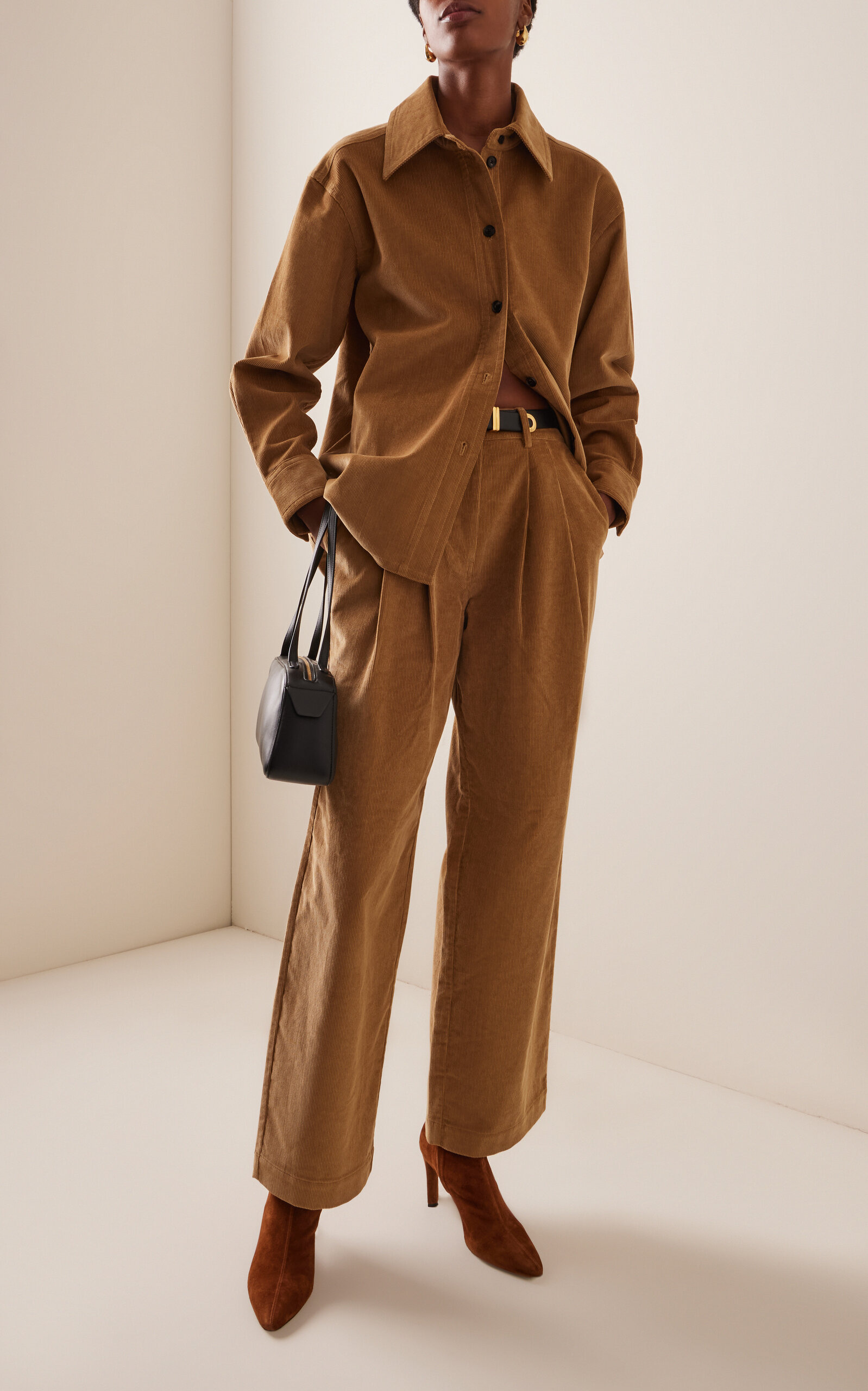 Cotton Corduroy Wide Leg Pants tan - 2