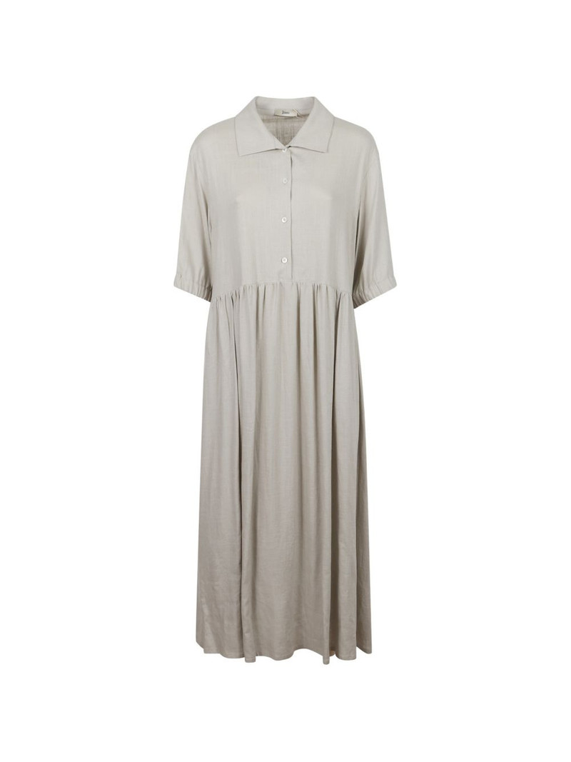 gathered-waist button-up dress 1