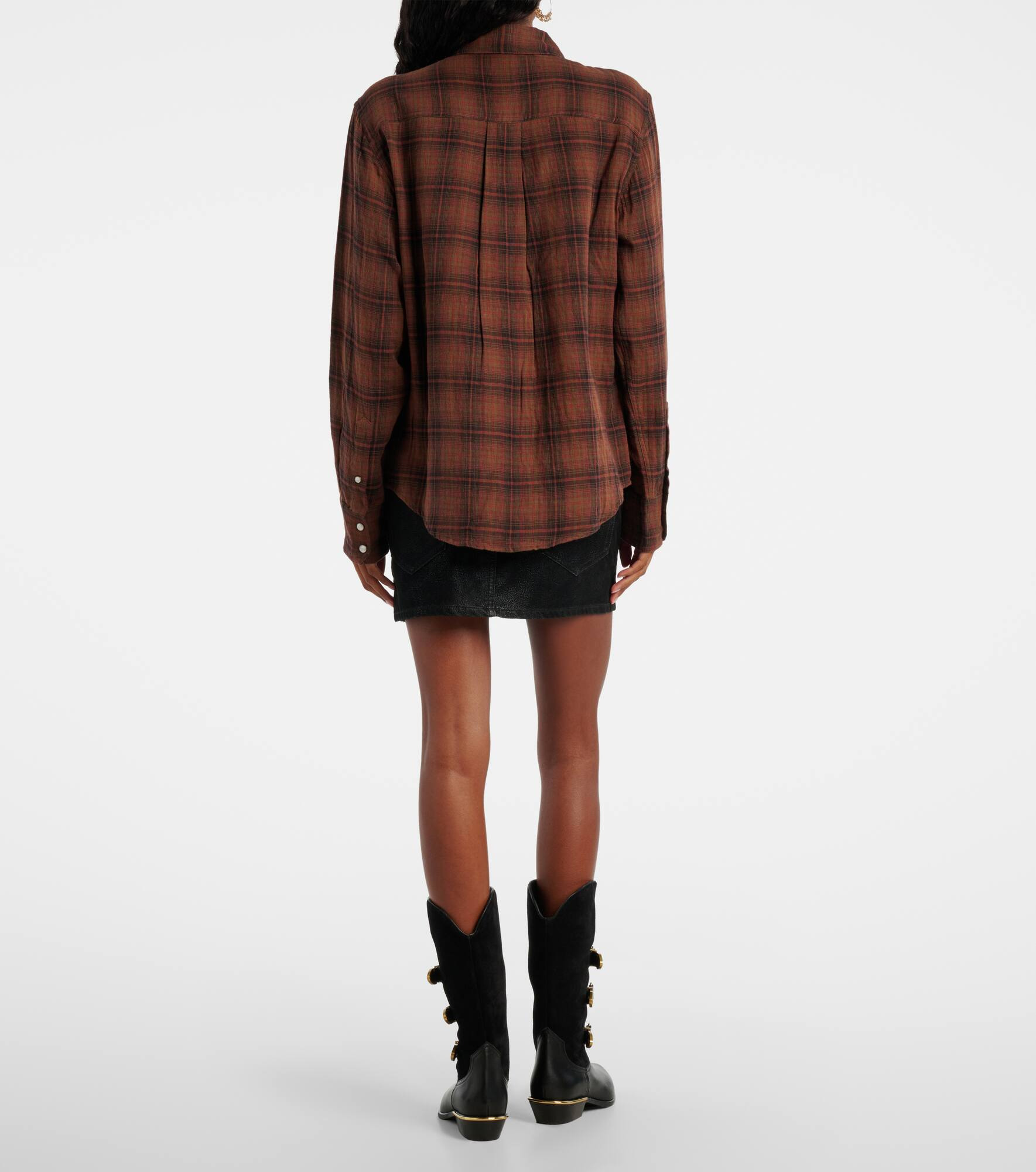 Yalisa plaid cotton flannel shirt - 3