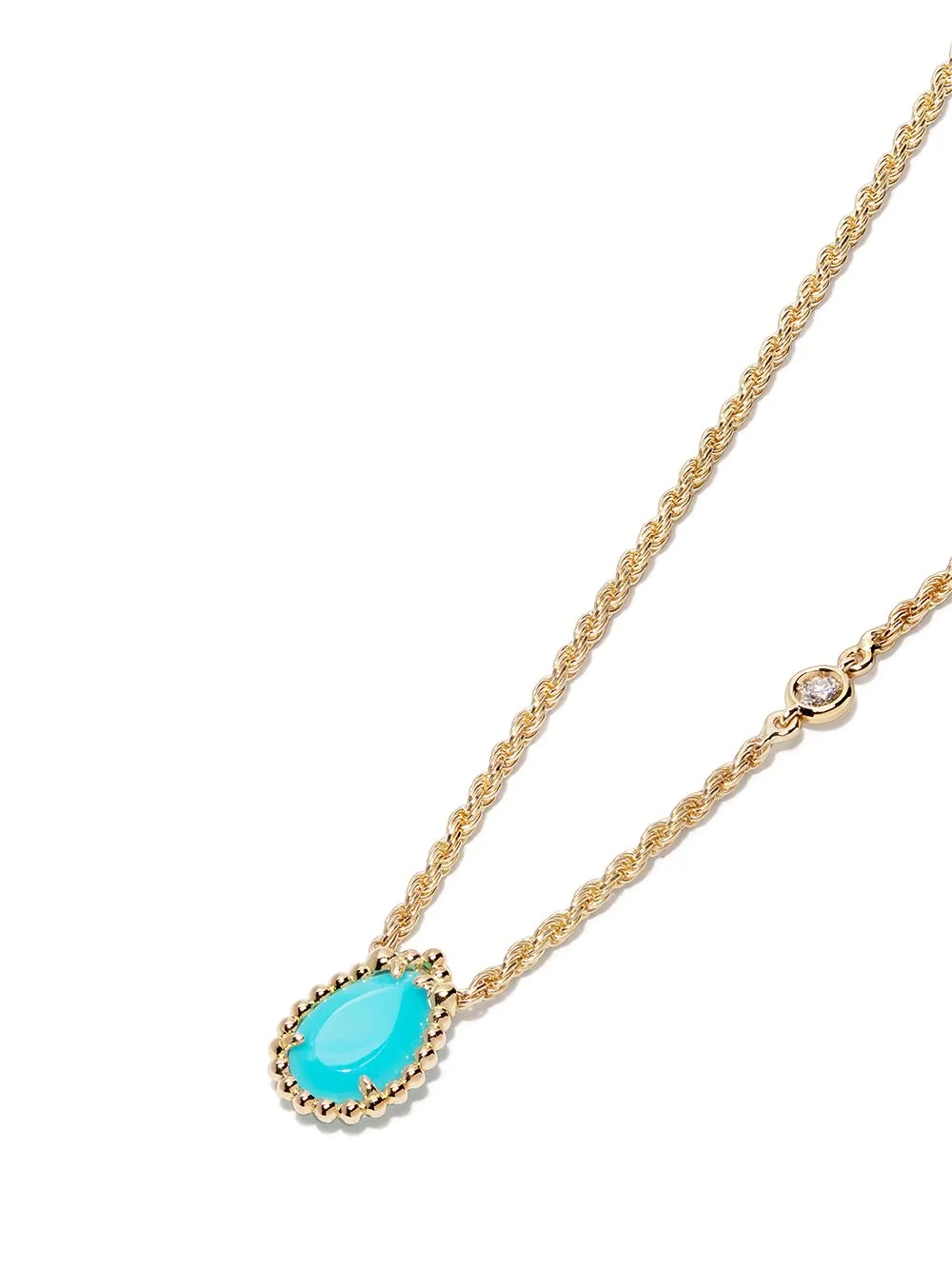 18kt yellow gold Serpent Bohème turquoise S motif teardrop pendant necklace - 3