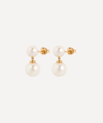 MATEO 14ct Gold Duo Pearl Dot Drop Earrings outlook