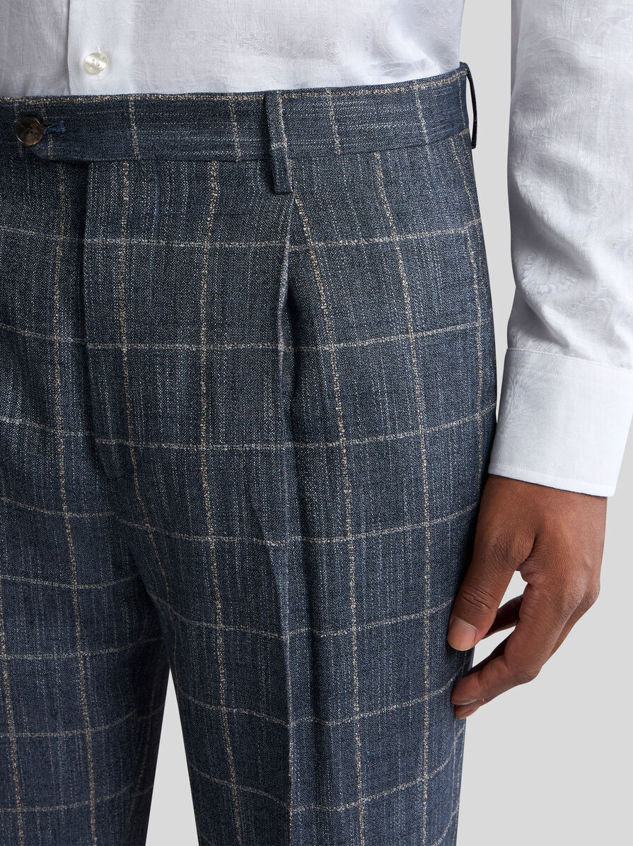 CHECKED SLUB TROUSERS - 3