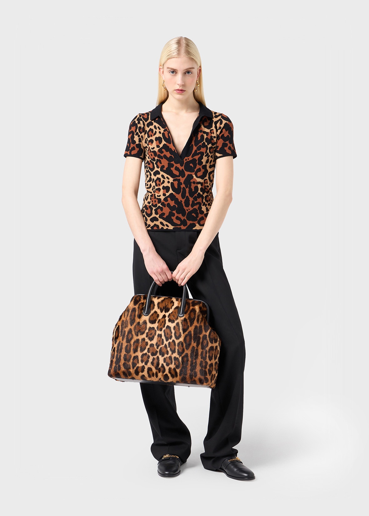 ANIMALIER PRINT VISCOSE POLO SHIRT - 2