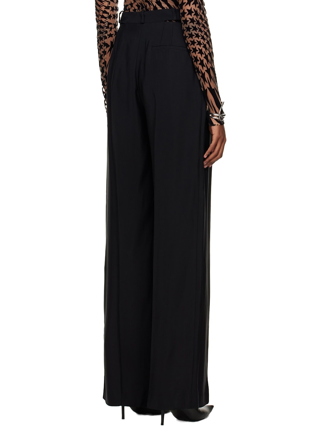 Black Fluid Trousers - 3