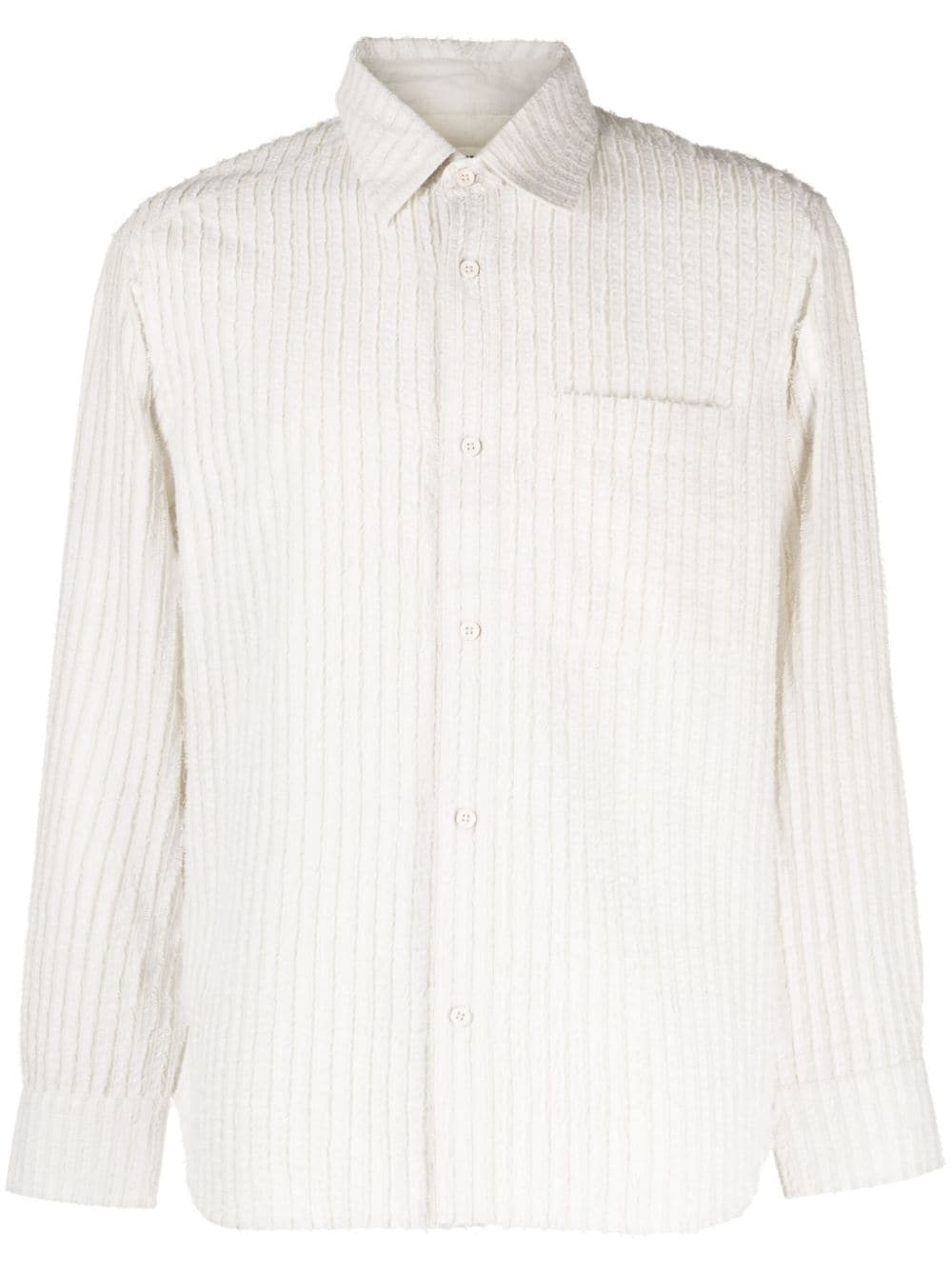 stripe-embroidered cotton shirt - 1