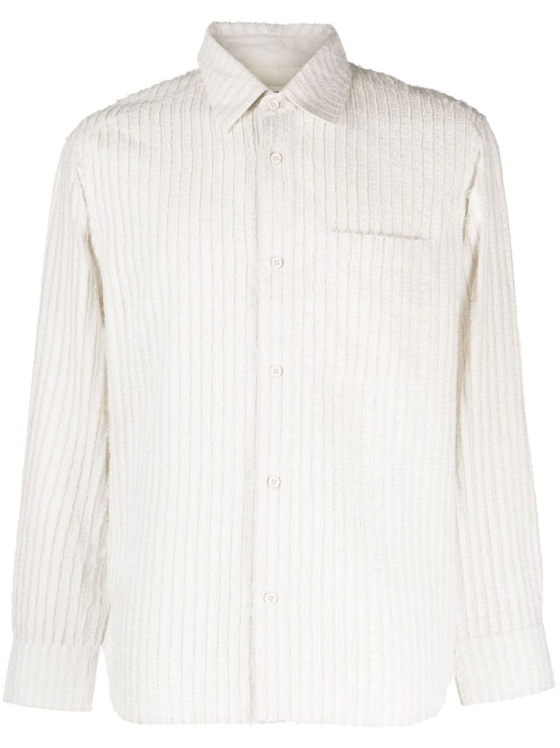 stripe-embroidered cotton shirt 1