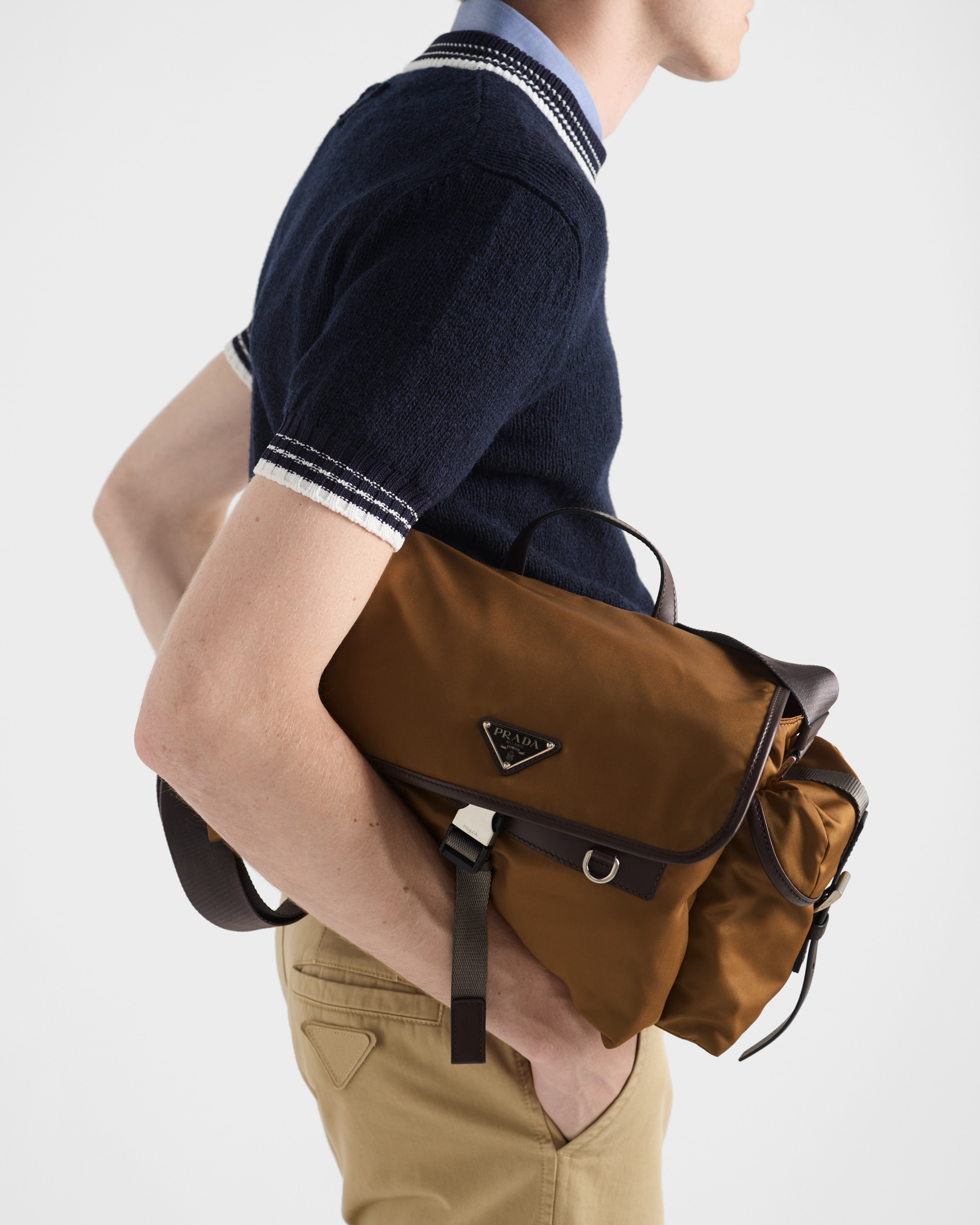 Re-Nylon and leather shoulder bag - 9