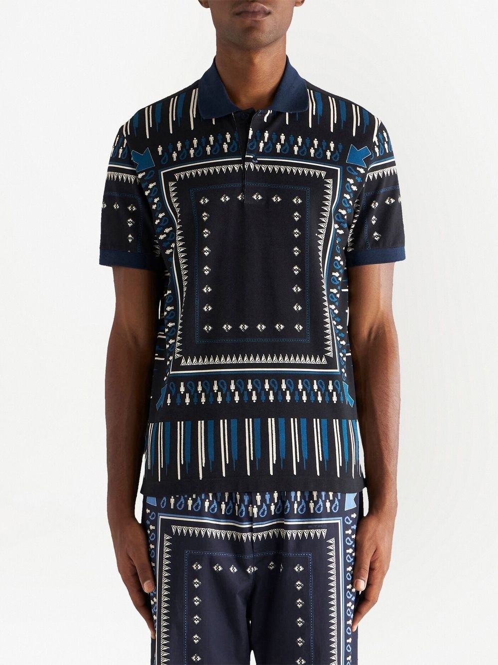 geometric-print cotton polo shirt - 2