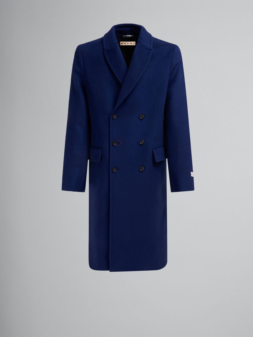 BLUE FELT DOUBLE-BREASTED COAT WITH MARNI MENDING - 1