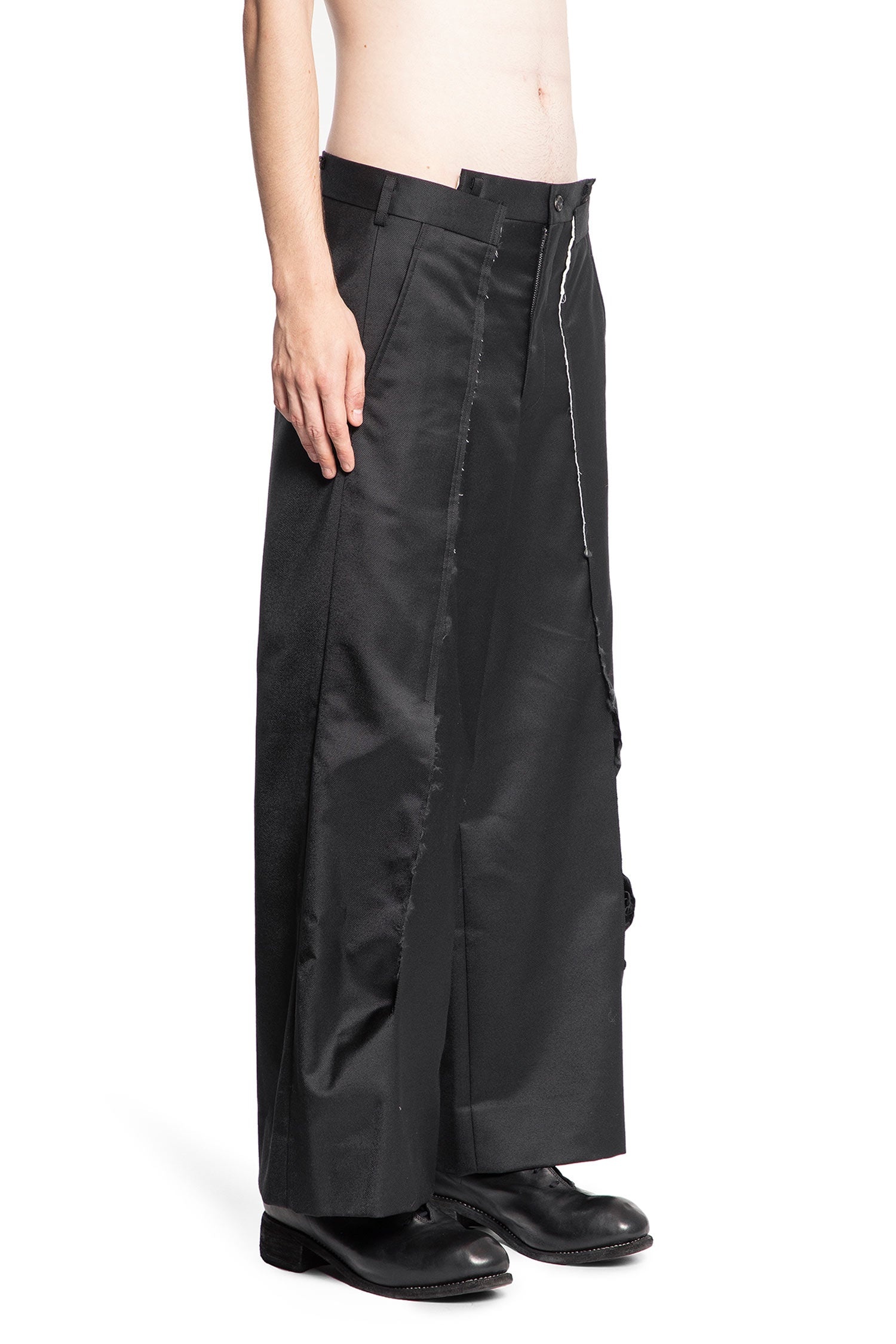 Spliced-Wool-Nylon-Wide-Leg-Trousers - 2