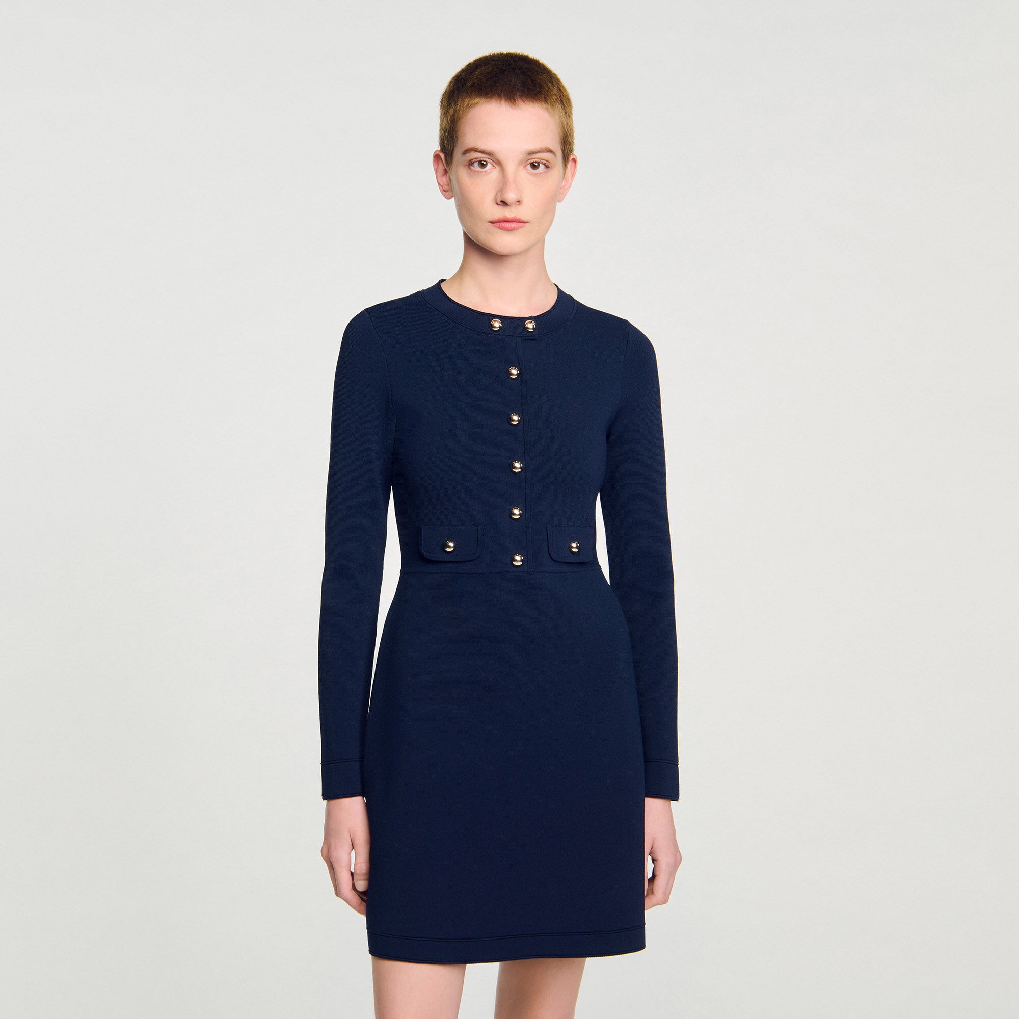 MINI BUTTON-UP KNIT DRESS - 4