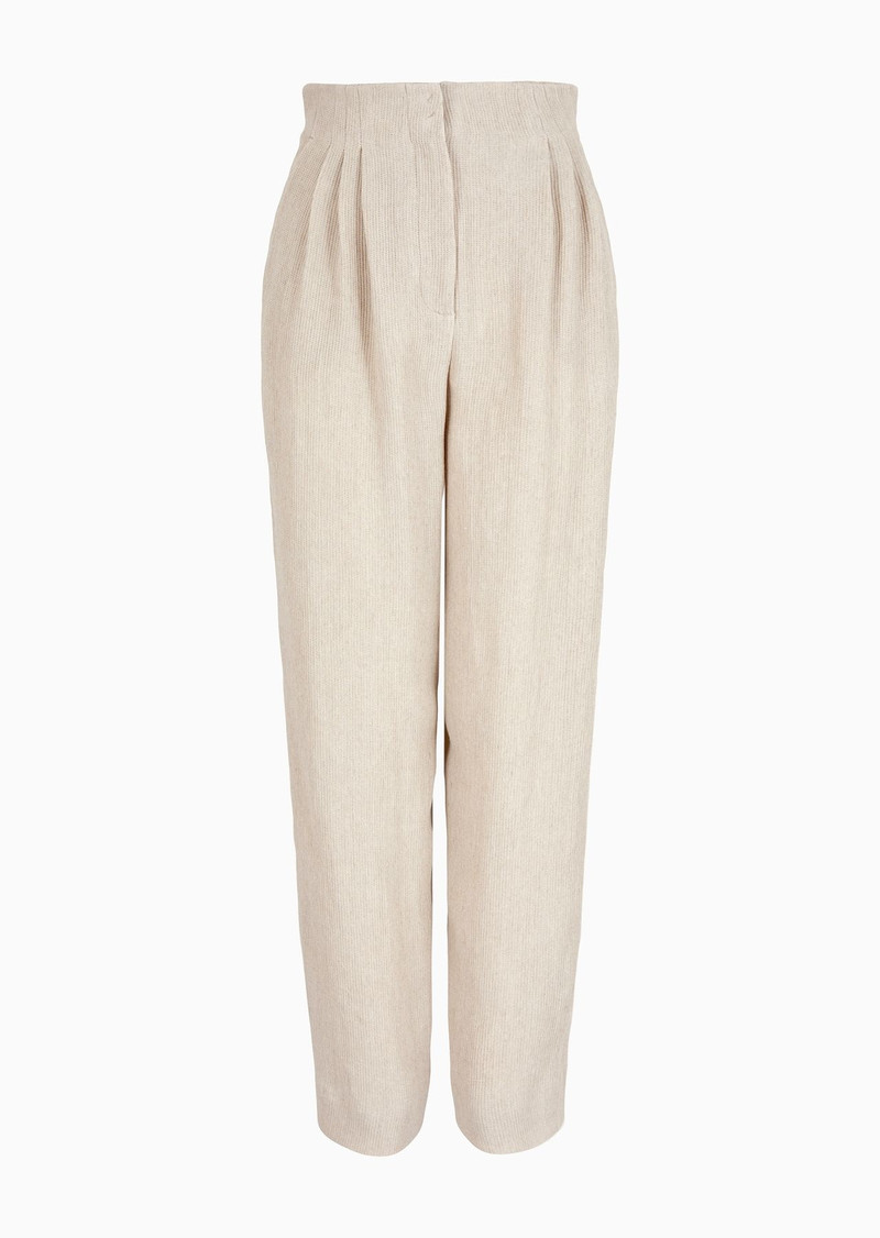 Oval-leg trousers in an armure linen-blend crêpe 1