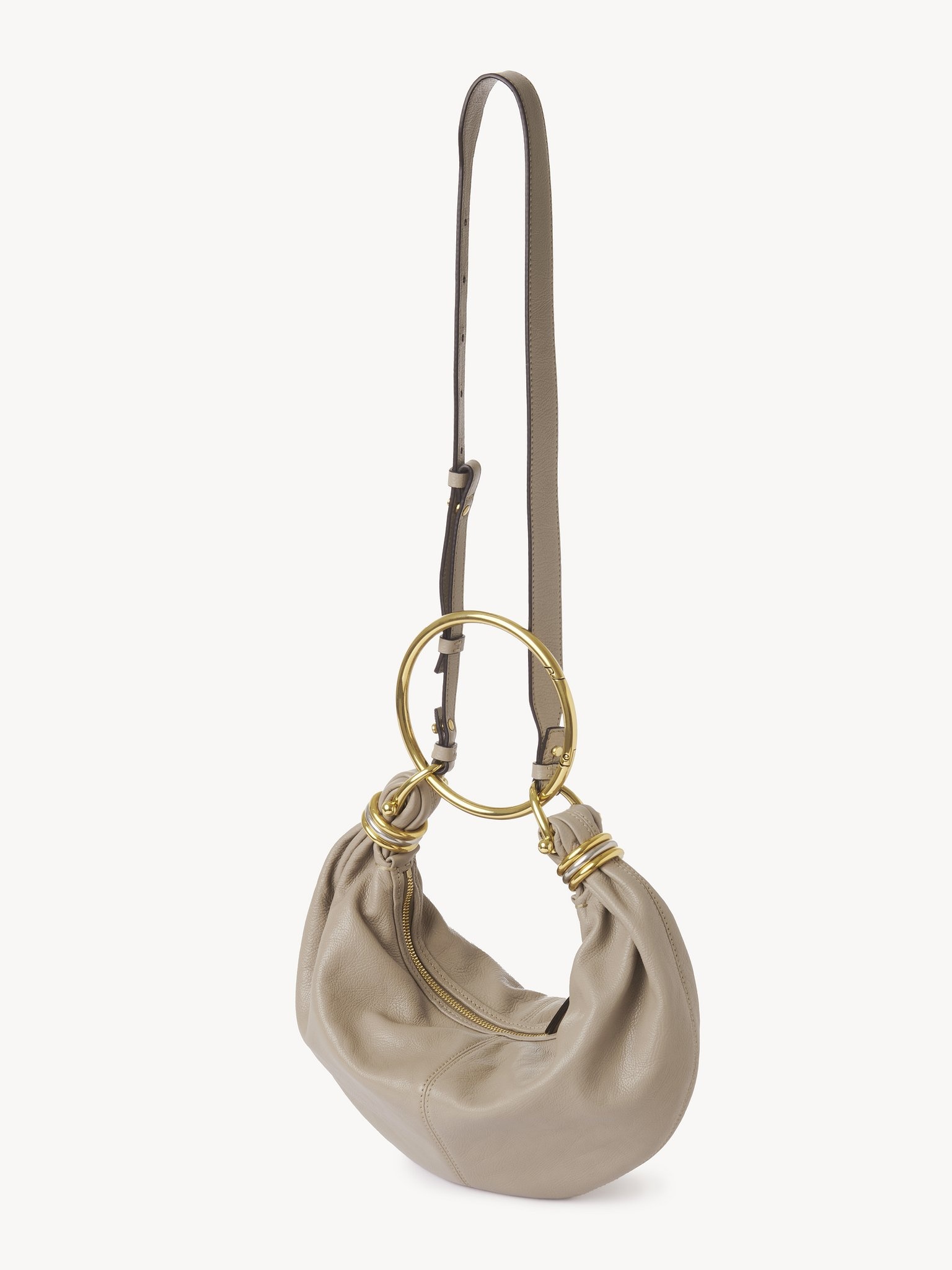 SMALL BRACELET HOBO BAG IN GRAINED LEATHER - 3