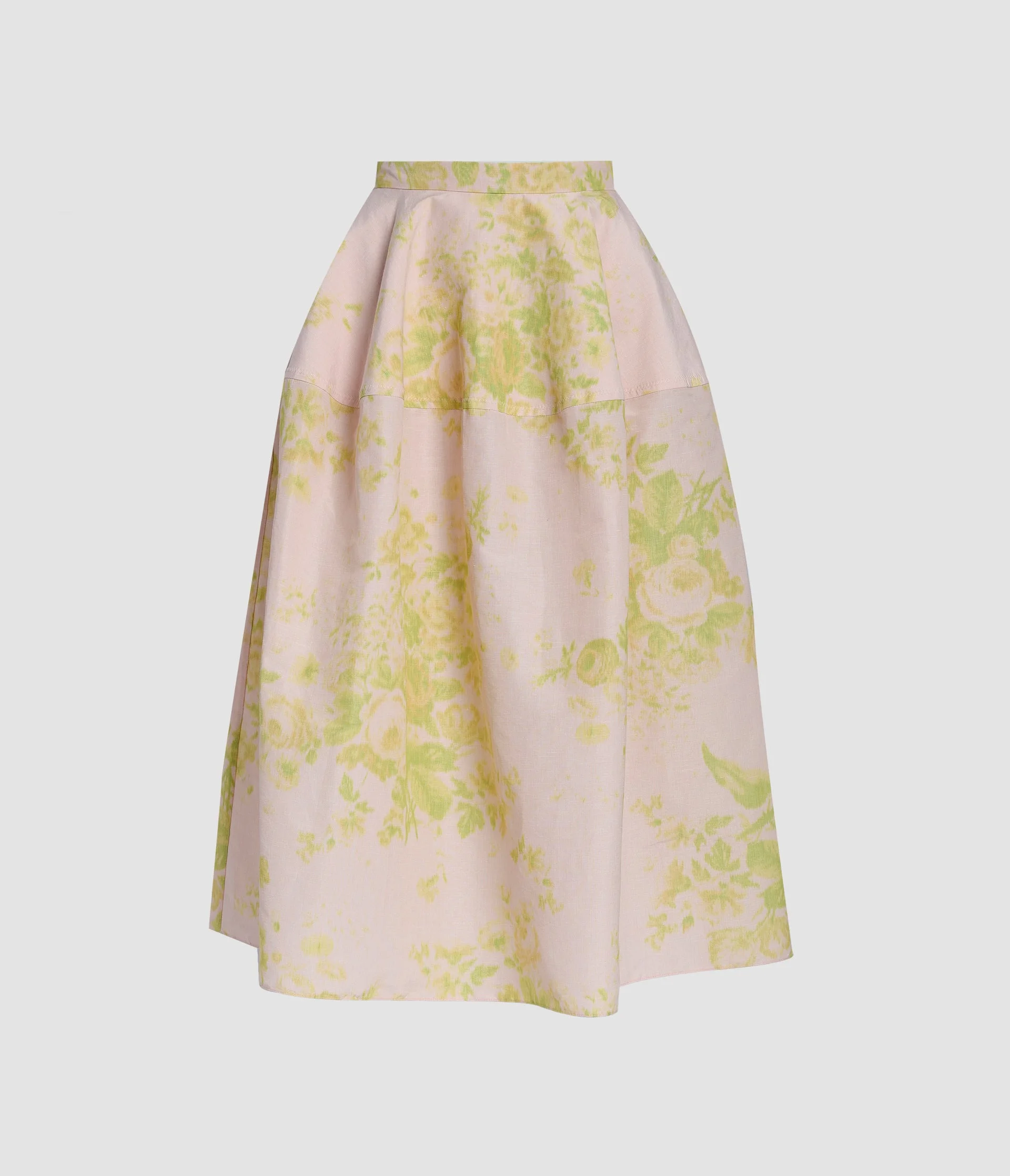 FLROAL PRINT LINEN CHINE MIDI FULL SKIRT - 1