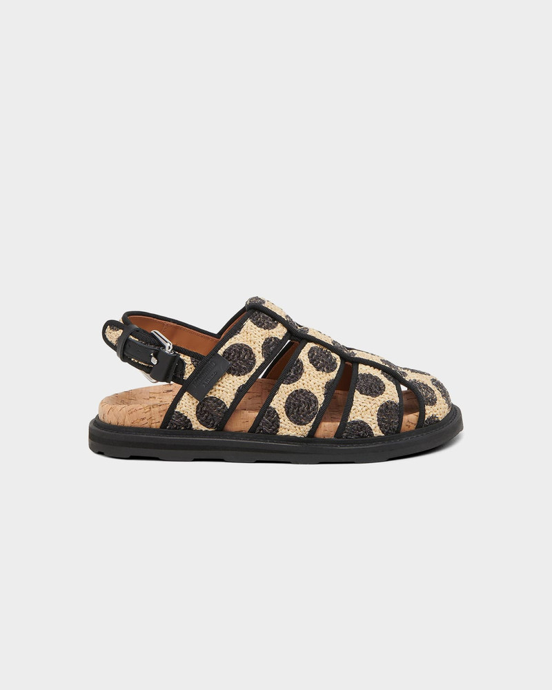Polka Dot Raffia Fisherman Sandals 1