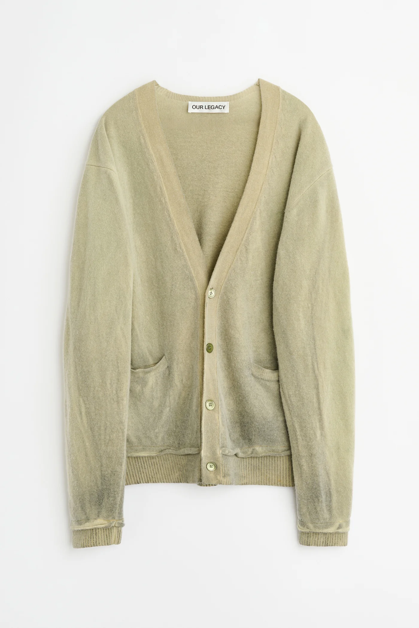 Parallel Cardigan Moss Spray Dye Cherub Wool - 1