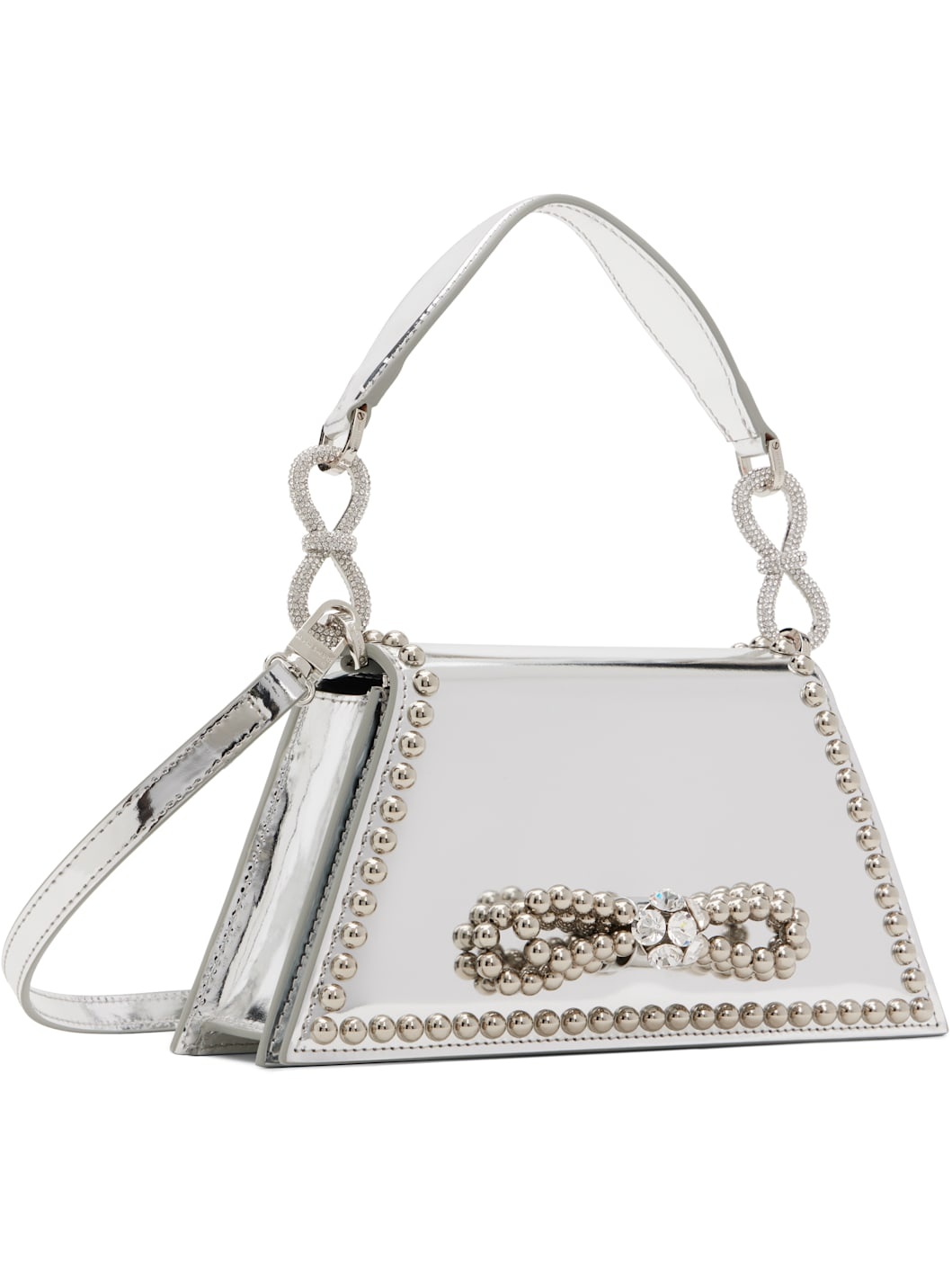 Silver Double Bow Mirror Leather Samantha Bag - 2