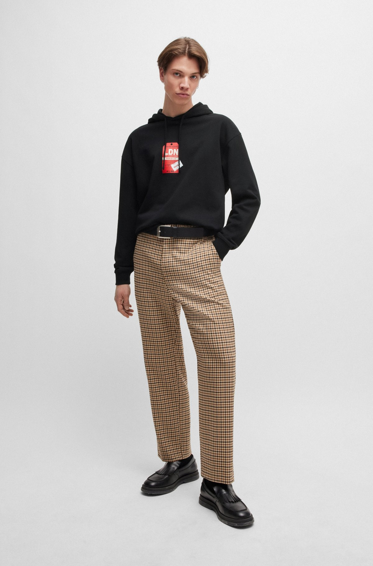 COTTON-TERRY HOODIE WITH TRAVEL-TAG ARTWORK - 4