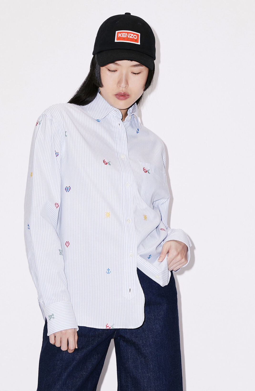 'KENZO Pixel' straight-cut Oxford shirt - 3