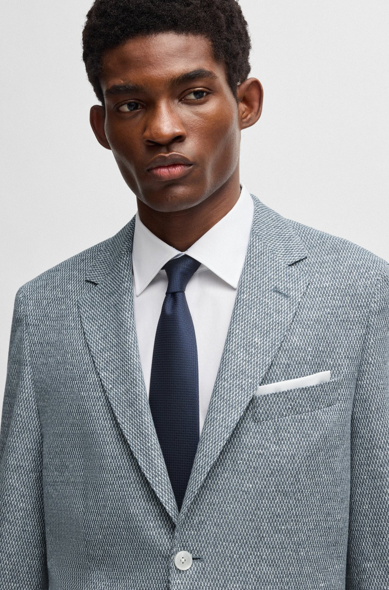 REGULAR-FIT PATTERNED BLAZER WITH LINEN AND COTTON 5