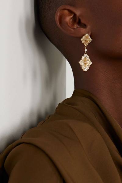 Buccellati Opera Tulle 18-karat gold, enamel and diamond earrings outlook