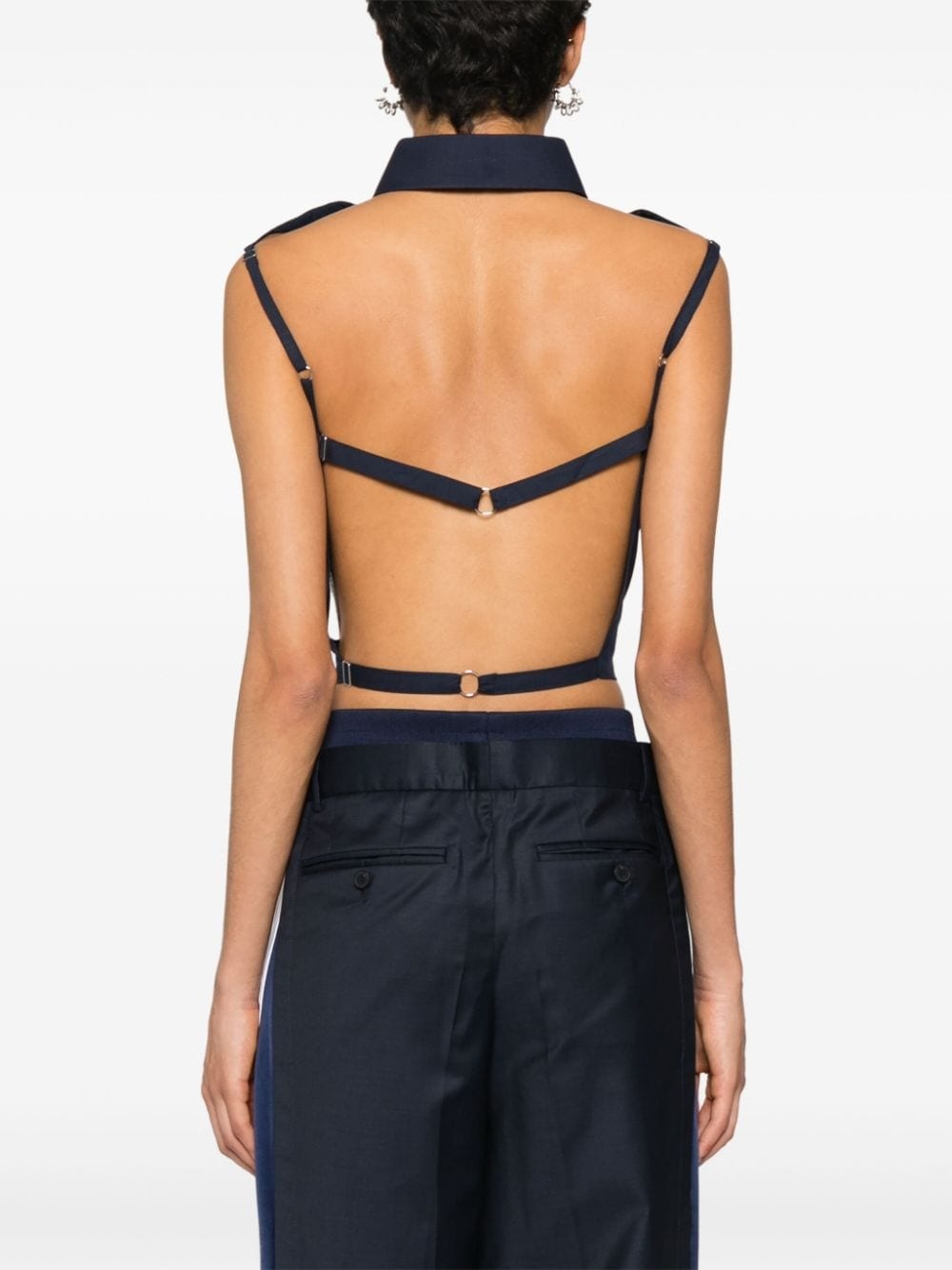 sleeveless open-back shirt - 4