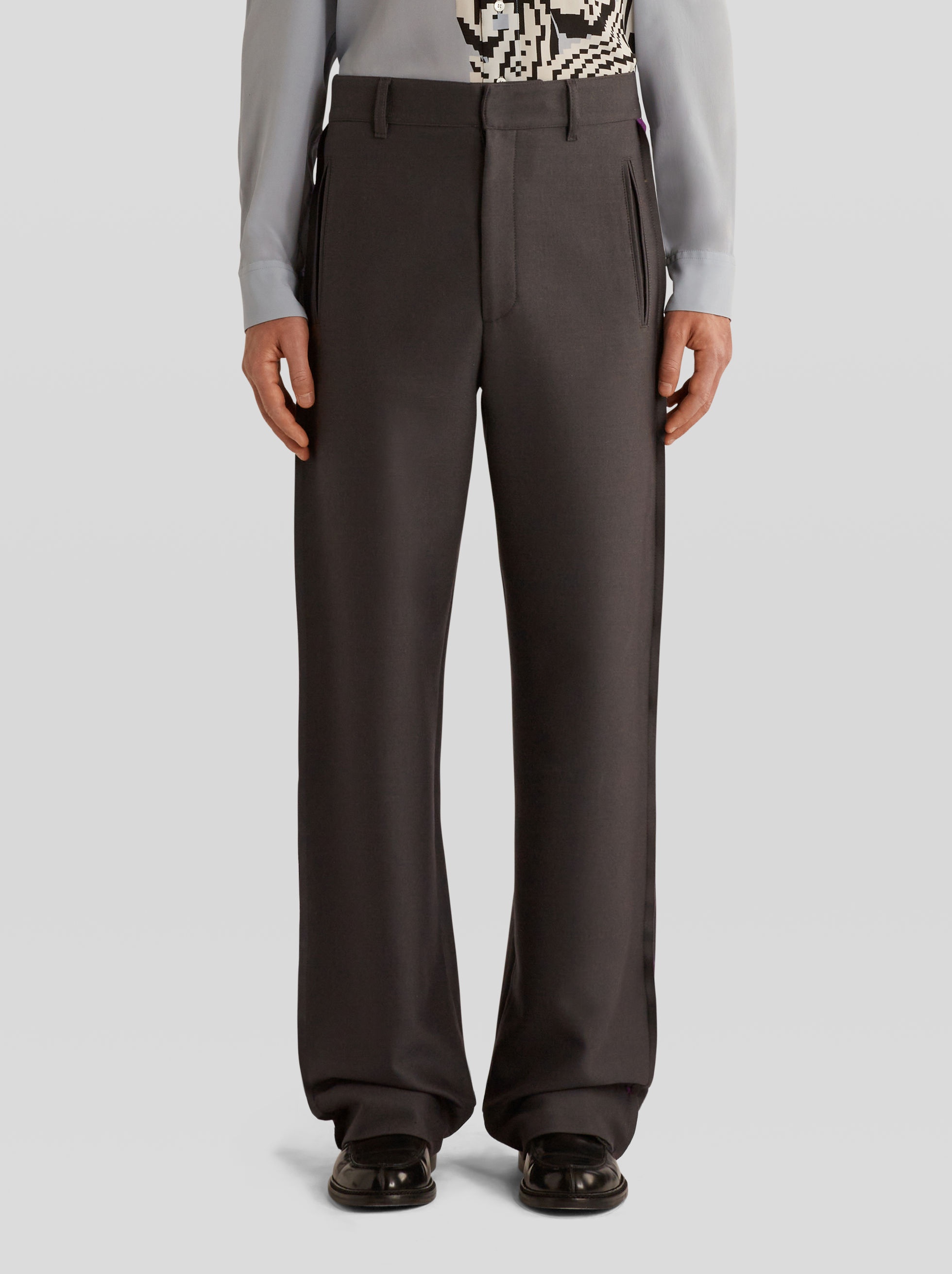 PALAZZO TROUSERS WITH CONTRASTING OPEN SIDE - 2