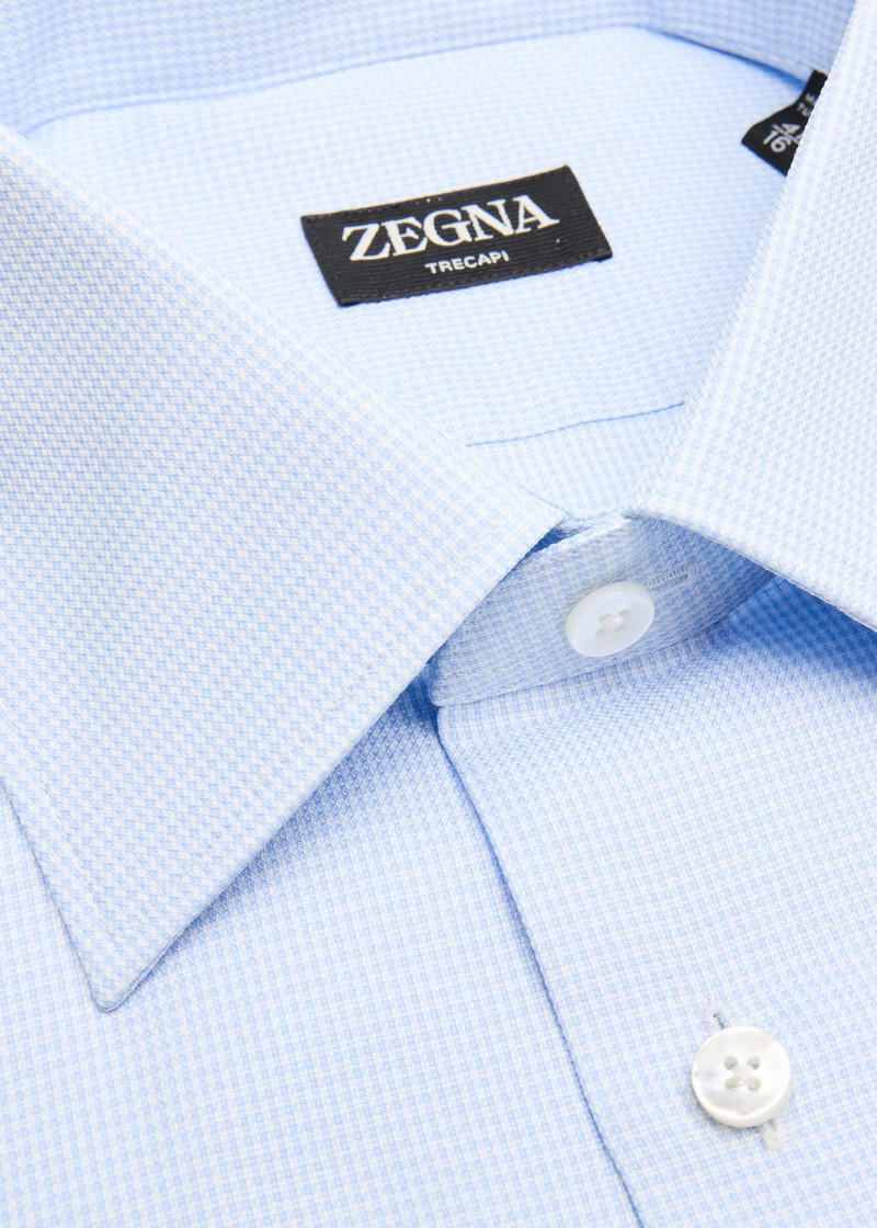 ZEGNA Men's Trecapi Cotton Micro-Houndstooth Dress Shirt outlook