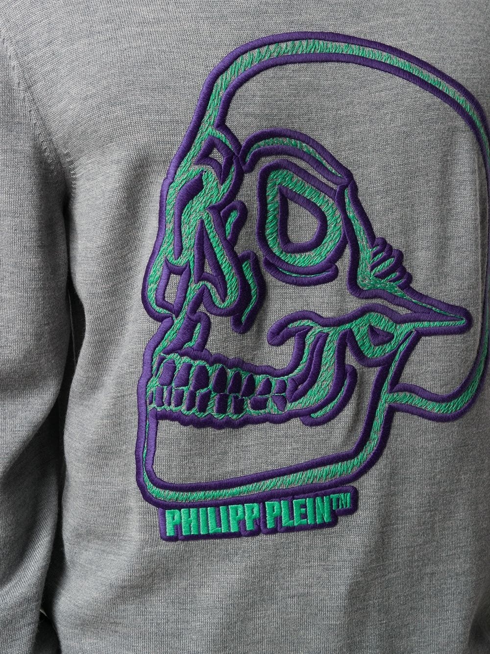 logo skull embroidered sweatshirt - 5