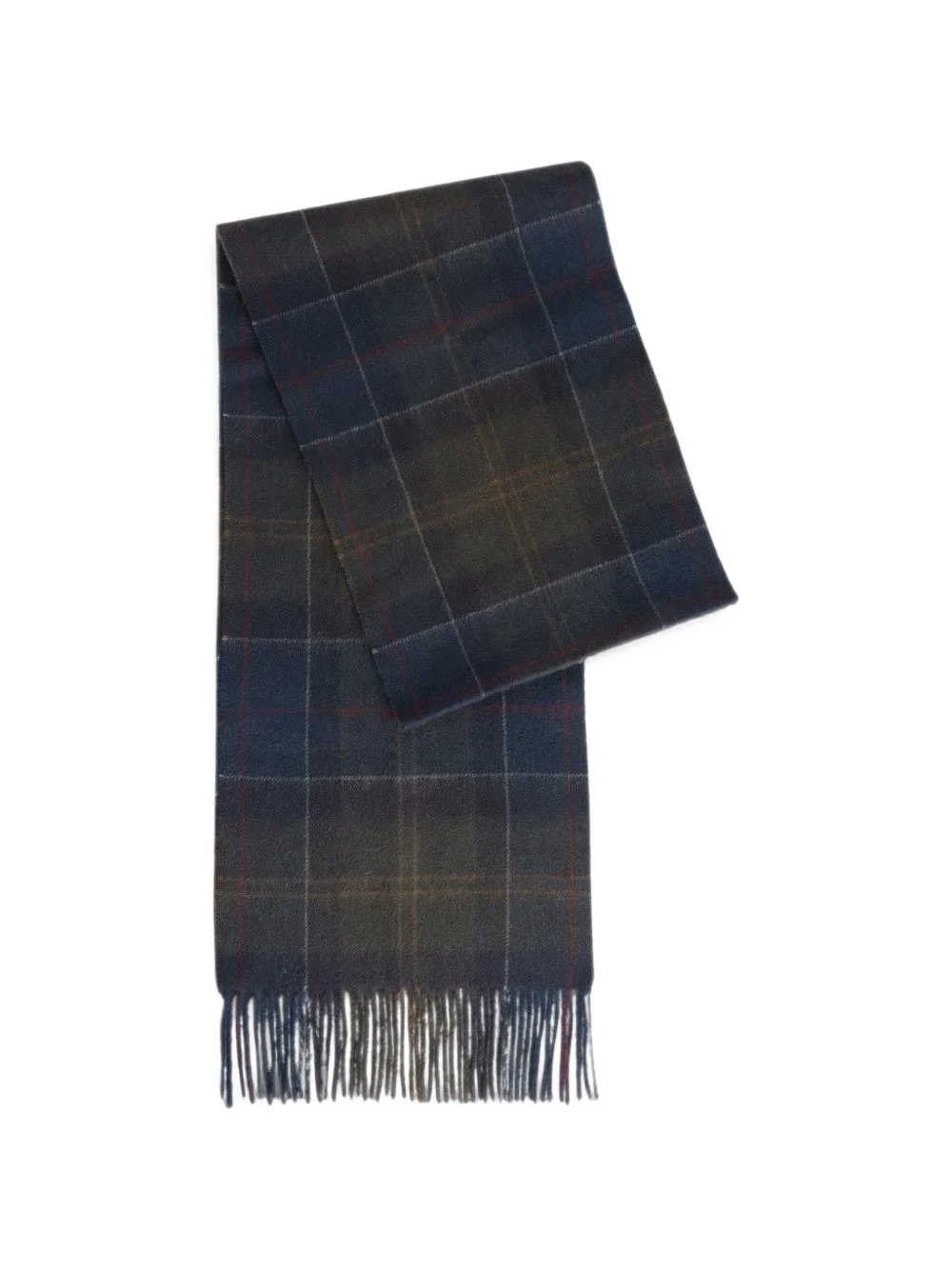 tartan-check fringed scarf - 1