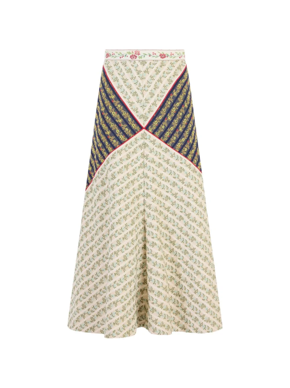 floral-print panelled midi skirt - 1
