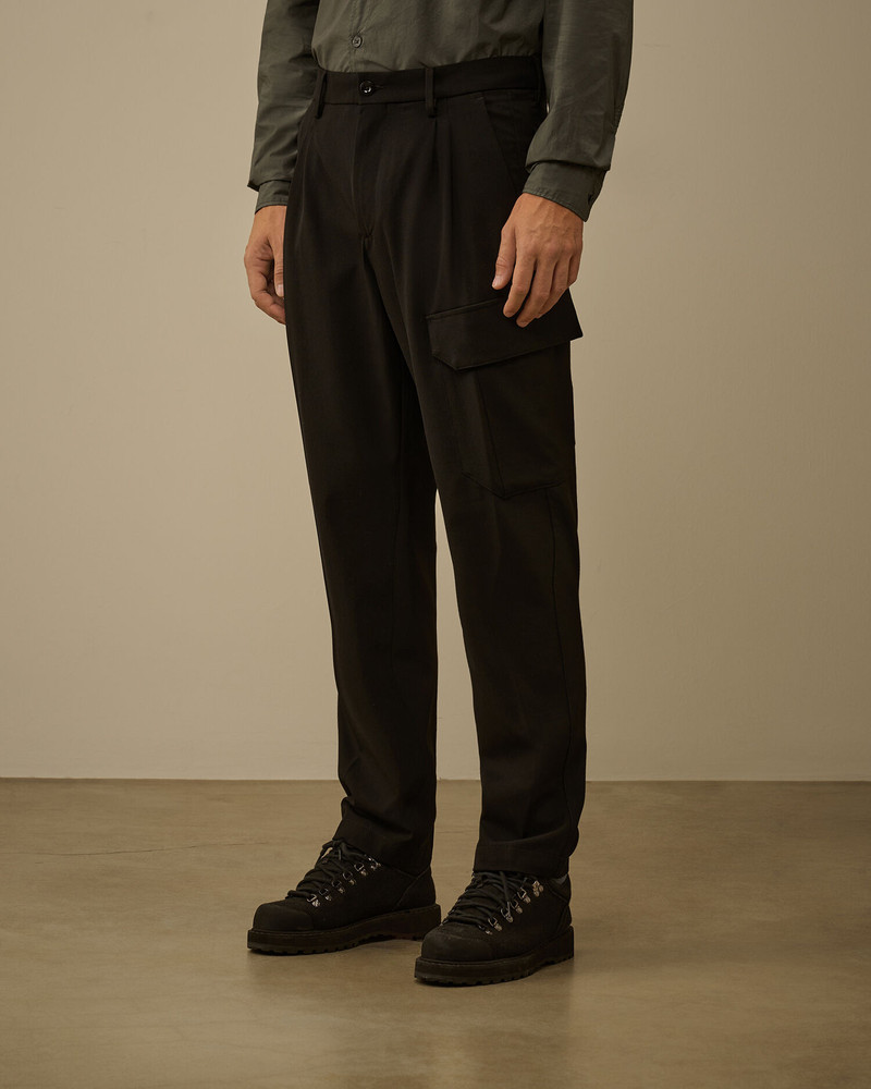 Wool Gabardine Loose Cargo Pants 3