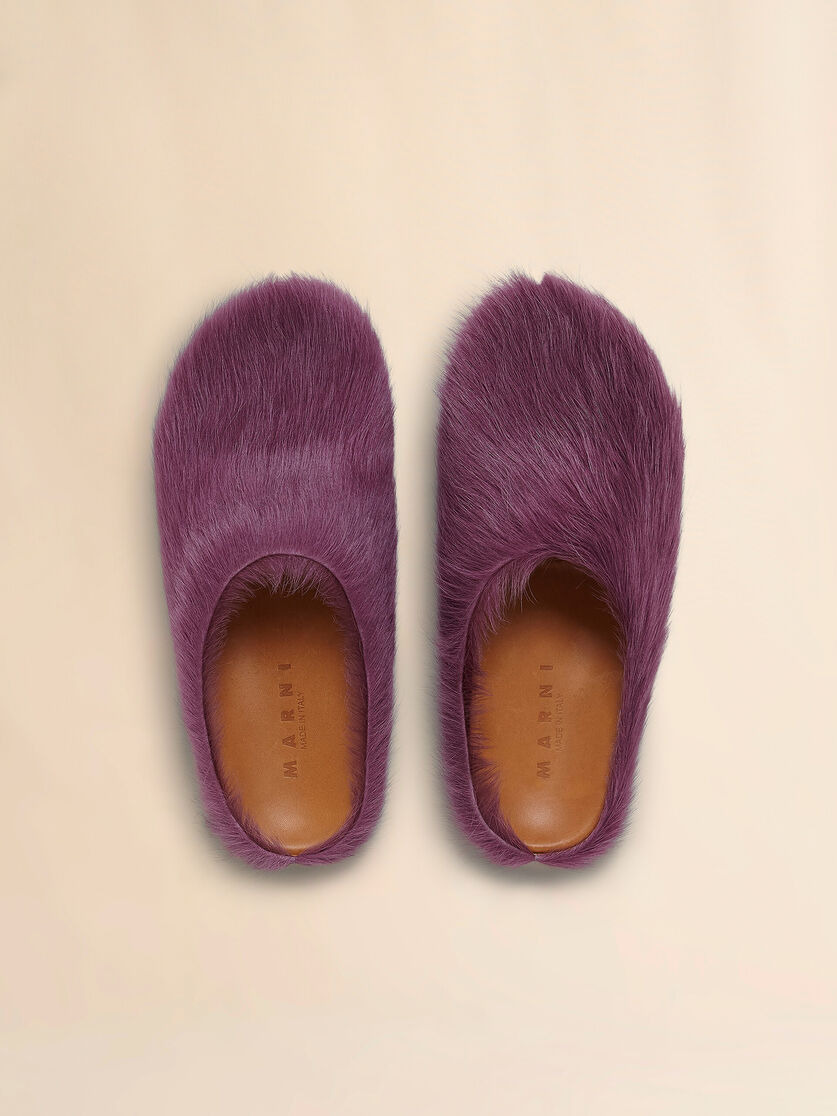 PURPLE LONG HAIR CALFSKIN FUSSBETT SABOT - 4