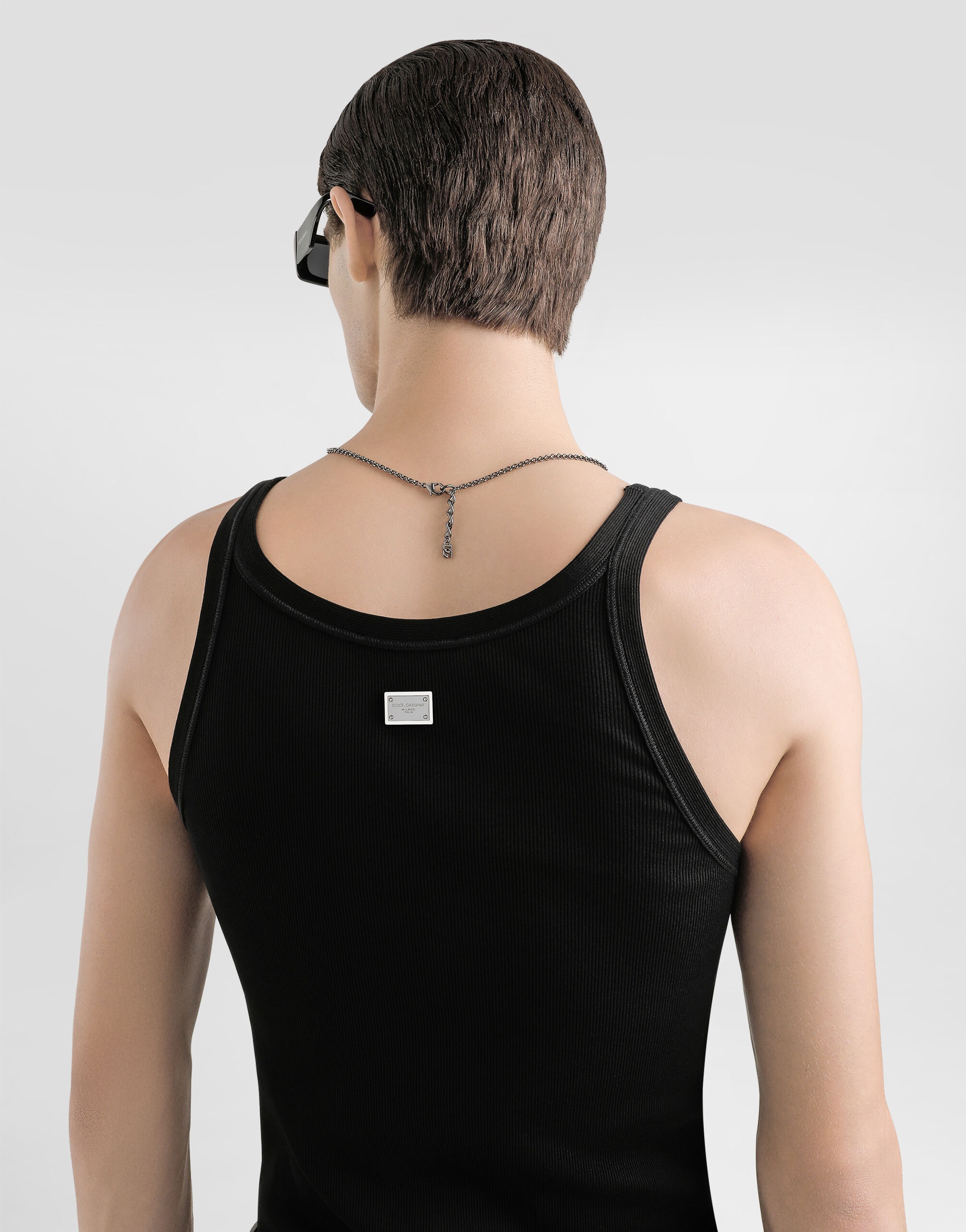 Fine-rib slim-fit singlet with tag - 5