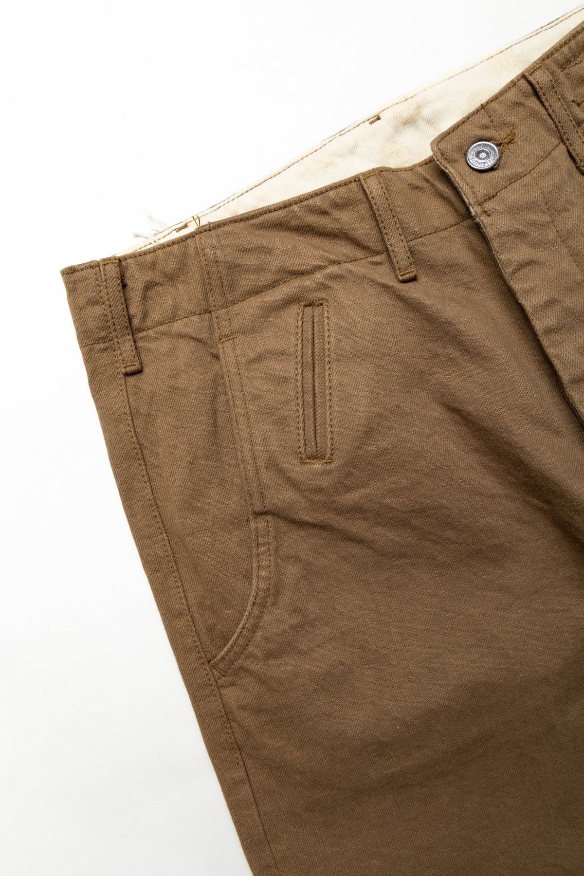 SJ48CP 15oz Khaki Chino Wide Straight Trousers - 8