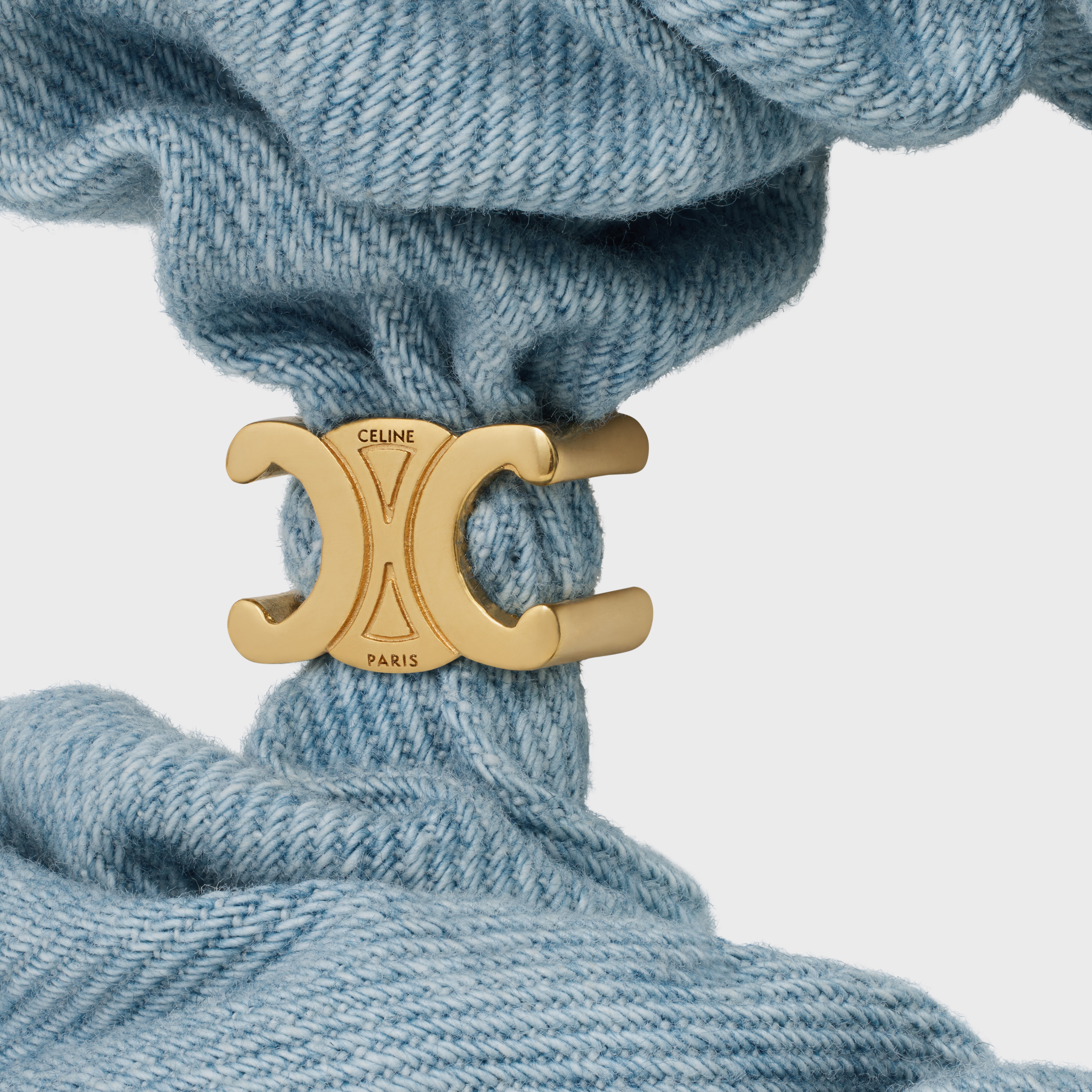 Celine Scrunchy in Brass with Gold Finish and Denim - 2
