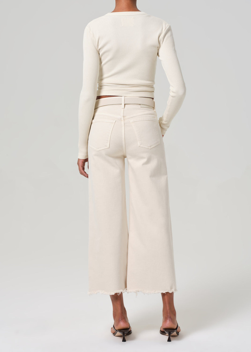 Lyra Wide Leg Crop Raw Hem In Almondette 3