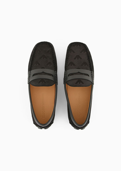 EMPORIO ARMANI Micro-perforated suede driving loafers outlook