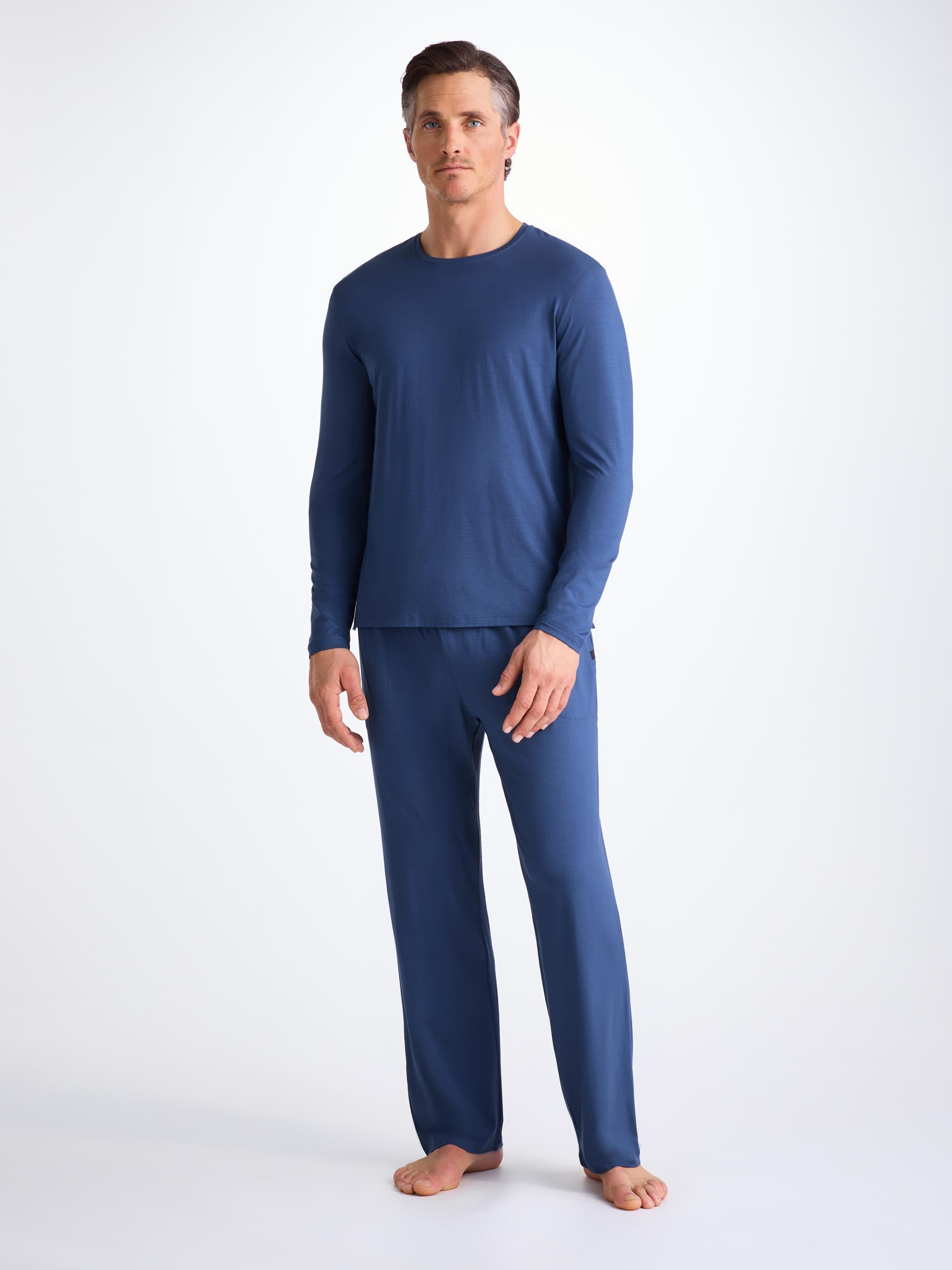 Men's Long Sleeve T-Shirt Basel Micro Modal Stretch Sapphire - 3
