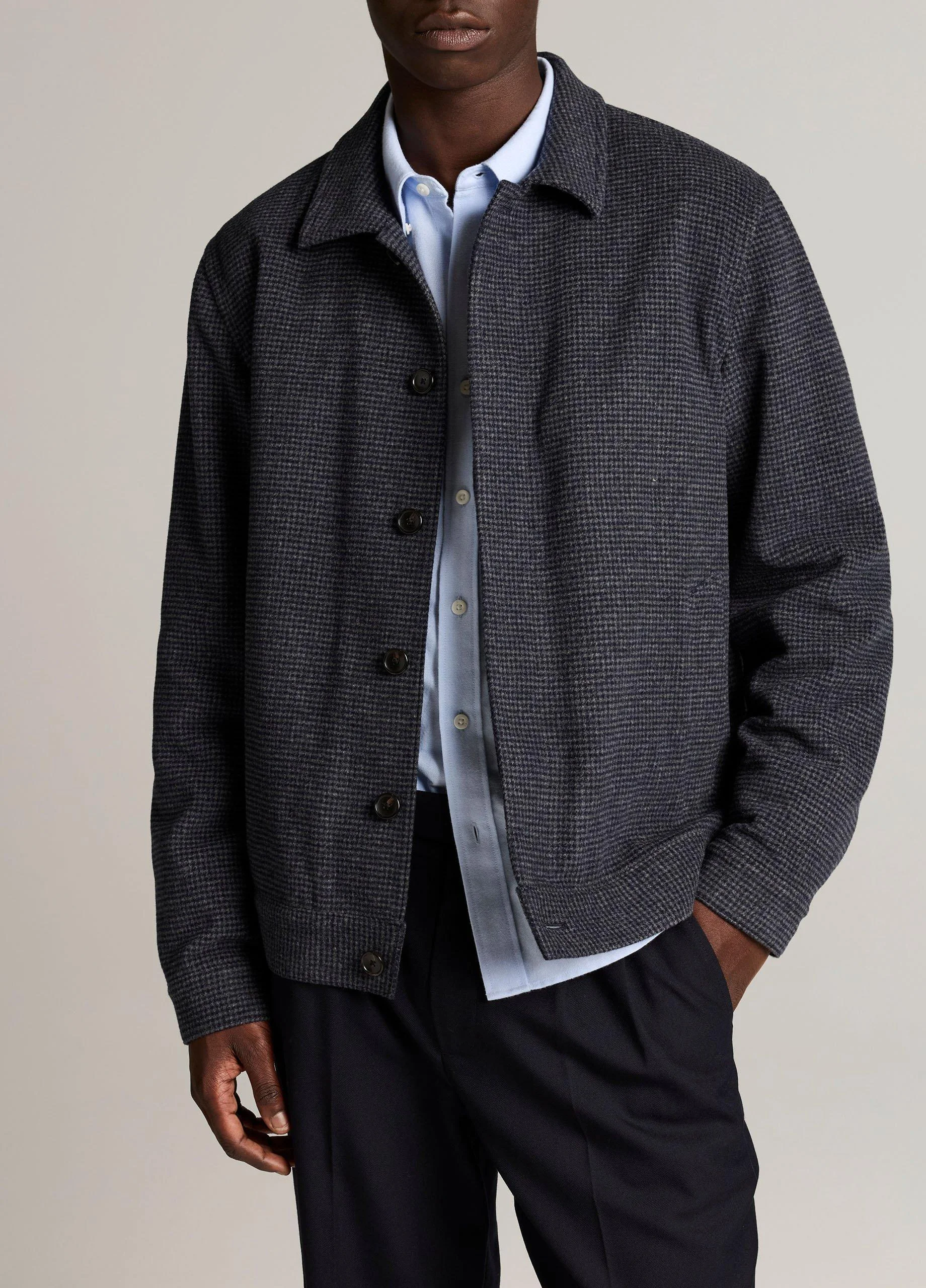 Houndstooth Brushed Wool-Blend Bomber Jacket - 1