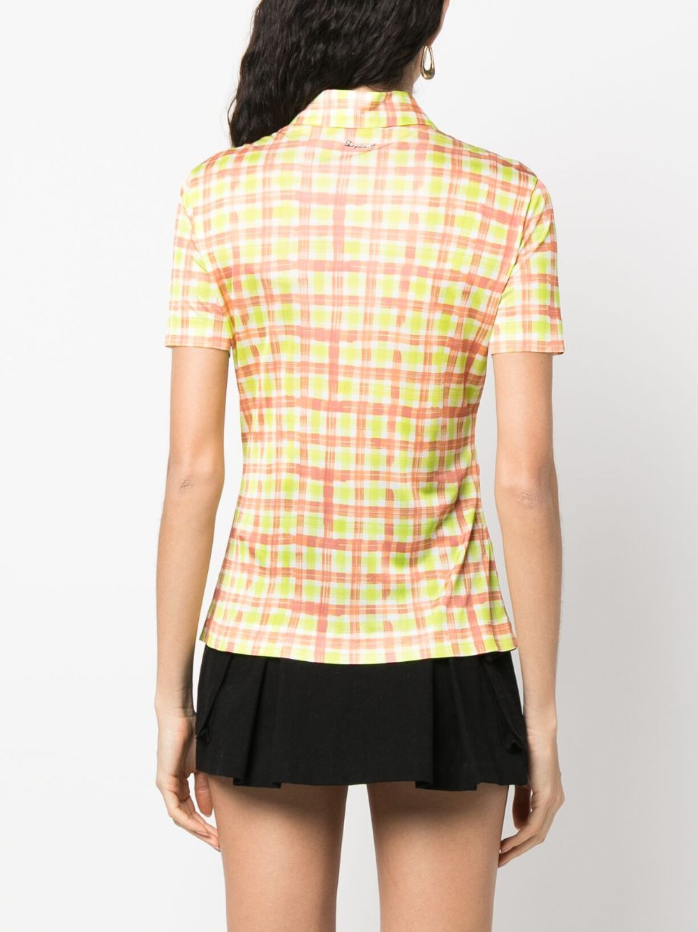 check-print short-sleeve shirt - 4