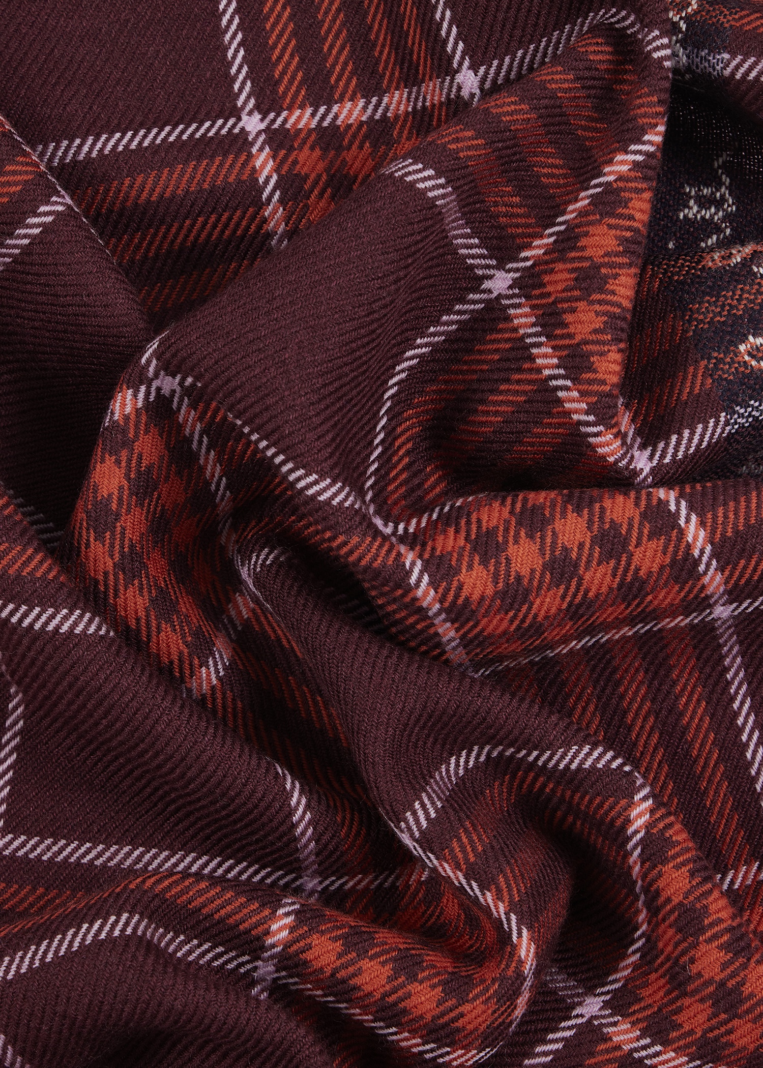 Red Border Check Scarf - 4