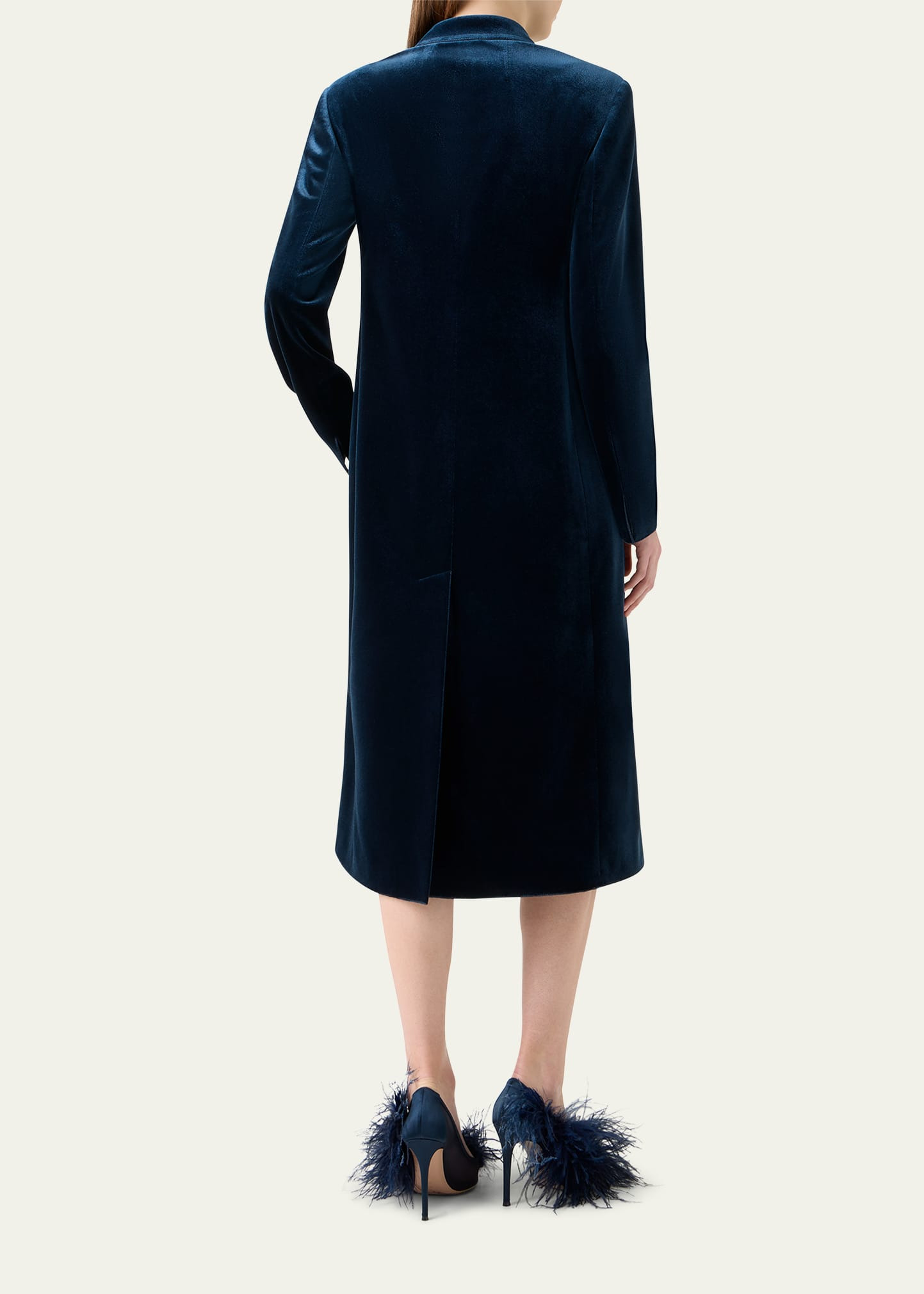 Edine Double-Breasted Long Velvet Coat - 3