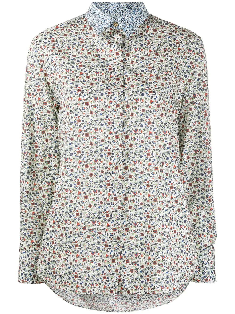 floral-print contrast shirt  - 1