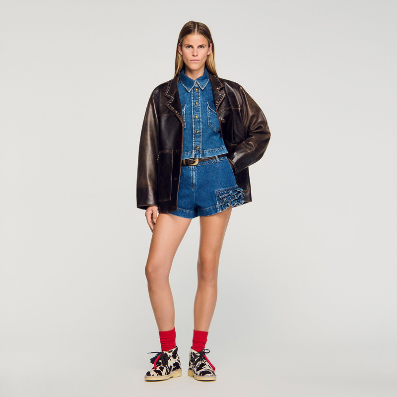 RUFFLED DENIM SHORTS 7