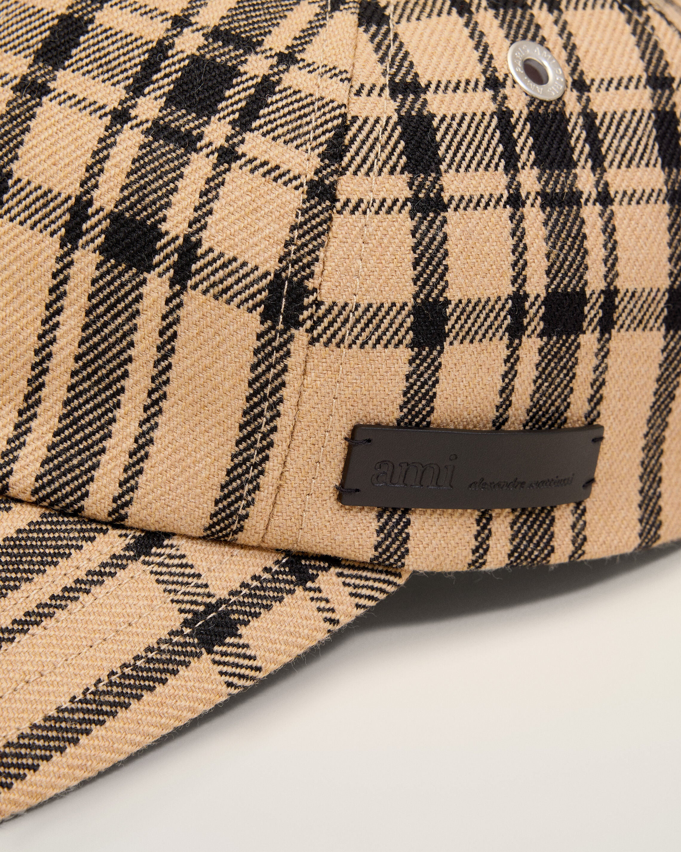 BROWN WOOL CHECKED PATCH CAP - 3