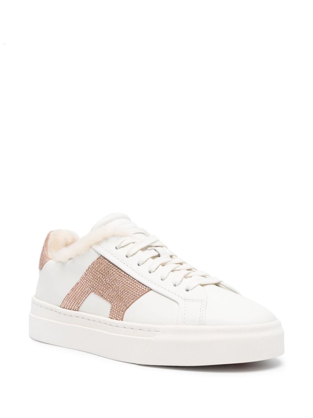 rhinestone-embellished leather sneakers - 2