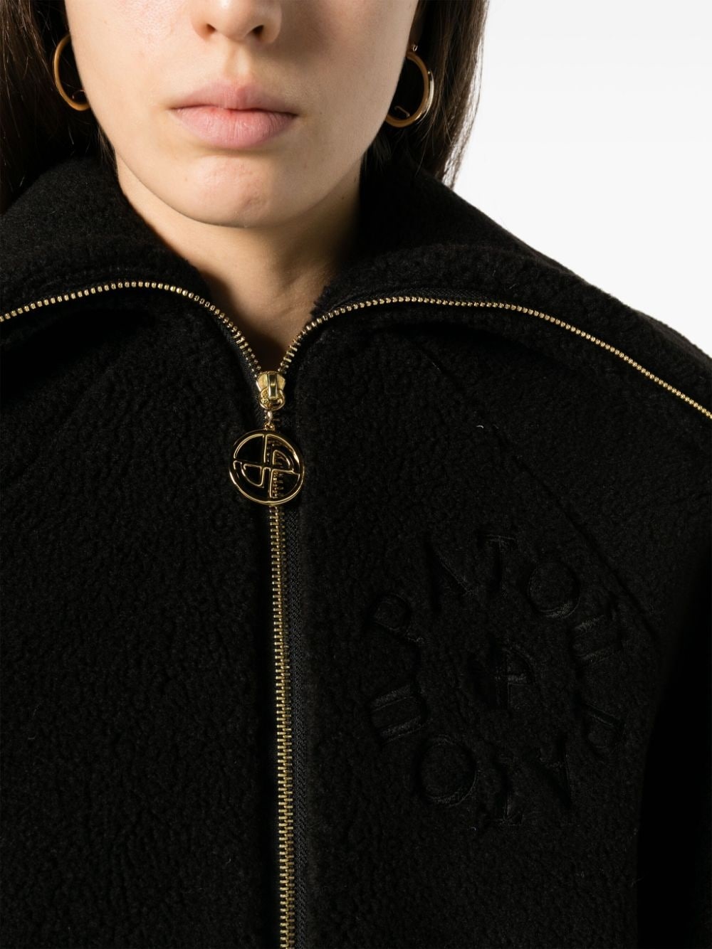 logo-embroidered fleece jacket - 5